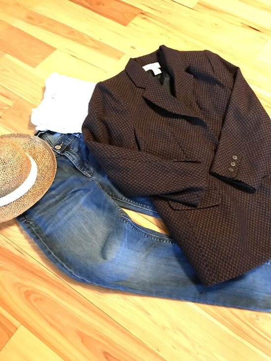 Norton McNaughton Wool Tweed Blazer: Vintage 70s Brown Herringbone, Size 14 - Picture 6 of 8